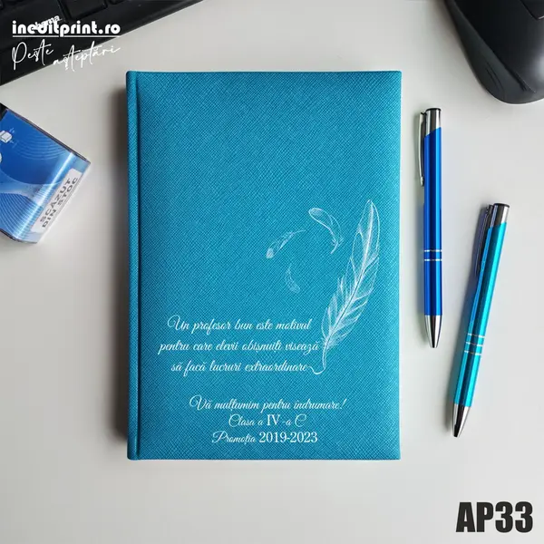 Agenda personalizata 2026 Profesori si elevi AP33 NEDATATA RT, Turcoaz-Adria
