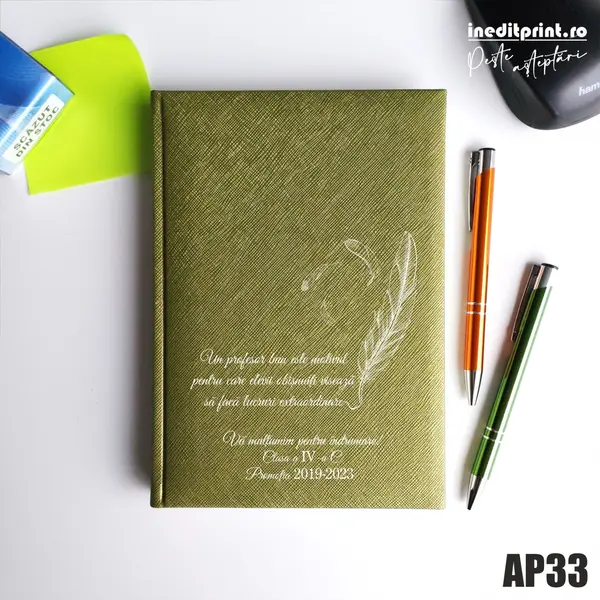 Agenda personalizata 2026 Profesori si elevi AP33 NEDATATA RT, Verde-Adria