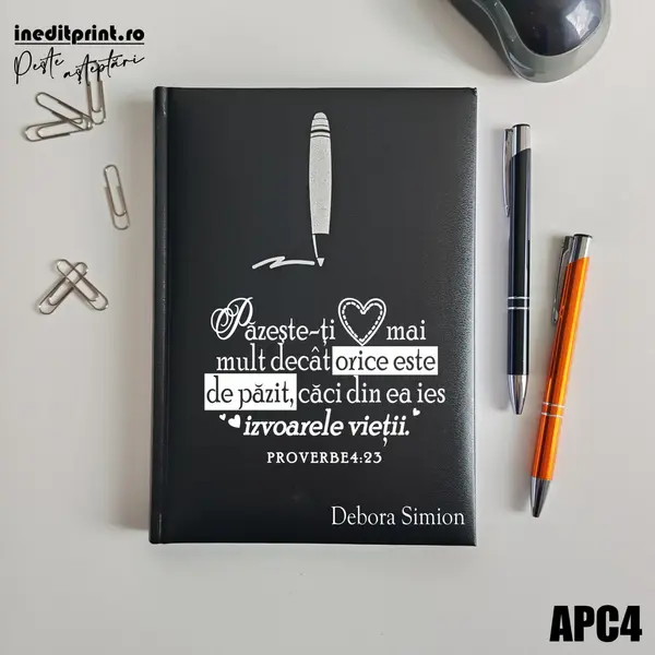 Agenda personalizata 2026 Proverbe 4:23 APC4 NEDATATA H, NEGRU