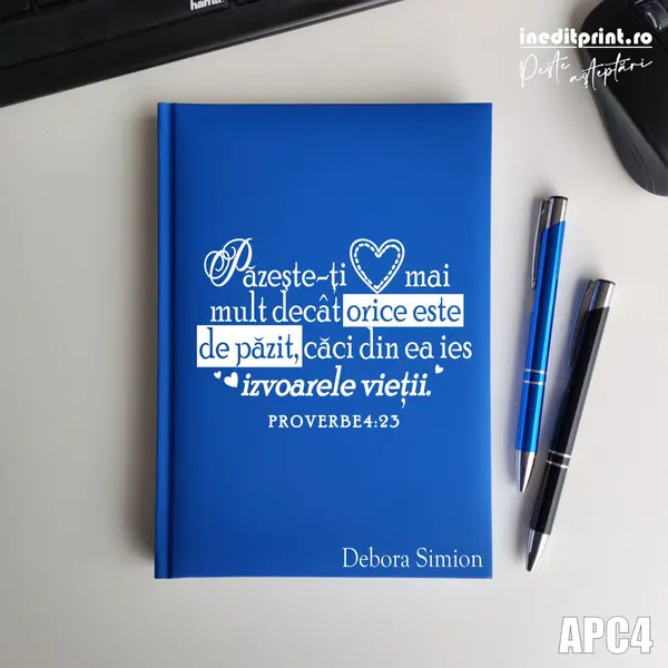 Agenda personalizata 2026 Proverbe 4:23 APC4 NEDATATA RT, ALBASTRU