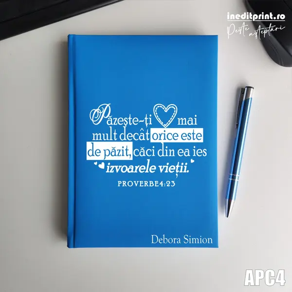 Agenda personalizata 2026 Proverbe 4:23 APC4 NEDATATA RT, Bleu