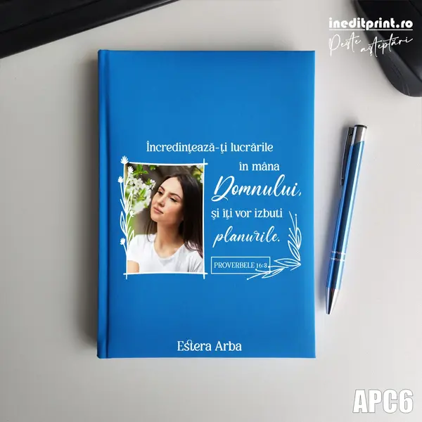 Agenda personalizata 2026 Proverbele 16:3 APC6 NEDATATA RT, Bleu
