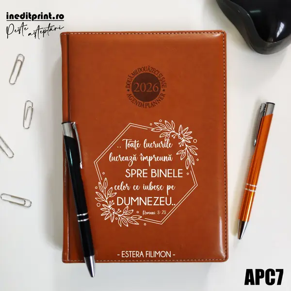 Agenda personalizata 2026 Romani 8:28 APC7 DELUXE PREMIUM, Amsterdam Maro
