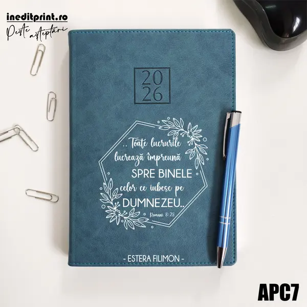 Agenda personalizata 2026 Romani 8:28 APC7 DELUXE PREMIUM, Chianti Verde Cyprus