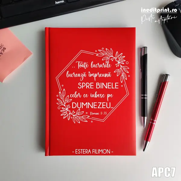Agenda personalizata 2026 Romani 8:28 APC7 NEDATATA RT, Rosu