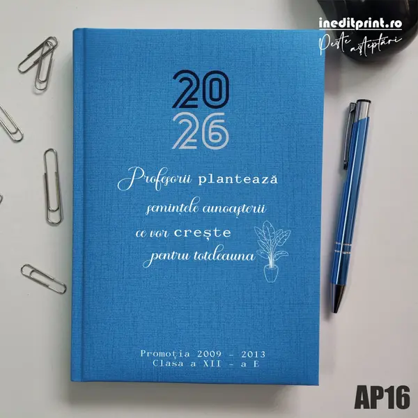 Agenda personalizata 2026 Semintele cunoasterii AP16 Datata C, Turcoaz