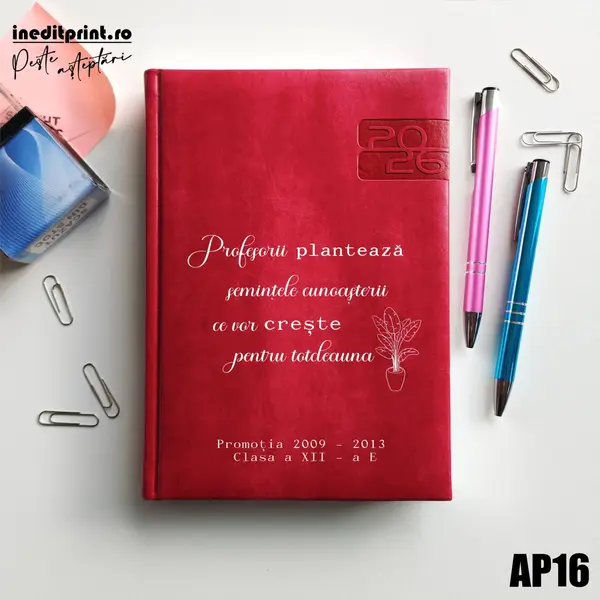 Agenda personalizata 2026 Semintele cunoasterii AP16 DELUXE PREMIUM, Narni Fucsia