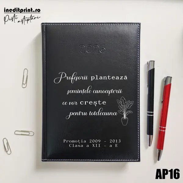 Agenda personalizata 2026 Semintele cunoasterii AP16 DELUXE H, Corinaldo Negru