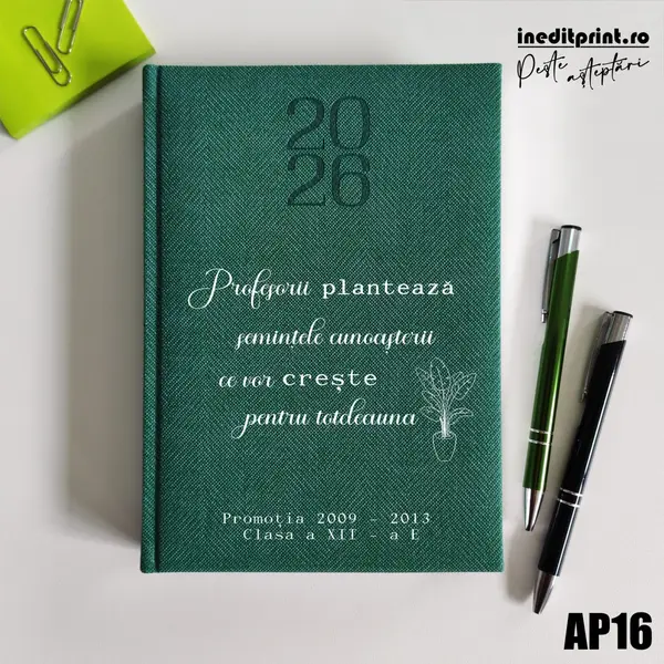 Agenda personalizata 2026 Semintele cunoasterii AP16 DELUXE PREMIUM, Bard Verde