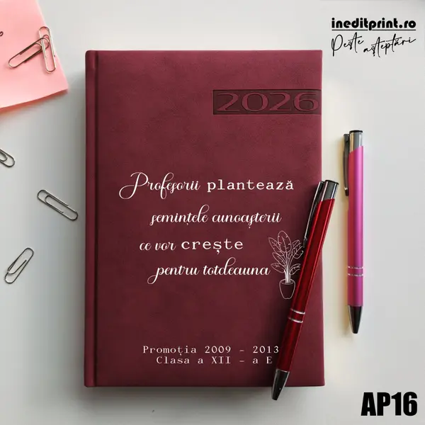 Agenda personalizata 2026 Semintele cunoasterii AP16 DELUXE PREMIUM, Teano Bordo
