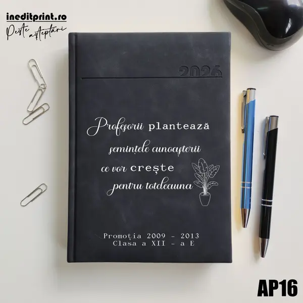 Agenda personalizata 2026 Semintele cunoasterii AP16 DELUXE PREMIUM, Chia Negru