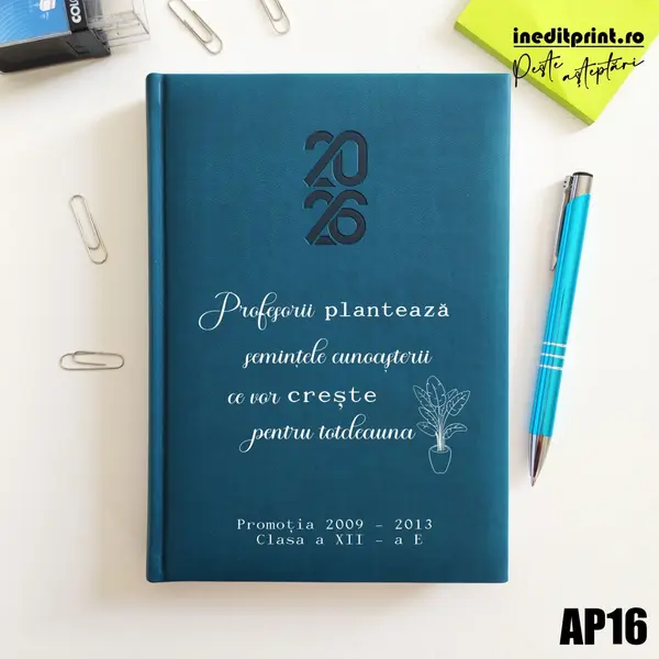 Agenda personalizata 2026 Semintele cunoasterii AP16 STANDARD HT2, Albastru Petrol