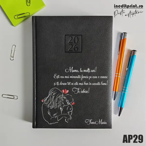 Agenda personalizata 2026 Te iubesc, mama AP29 DELUXE H, Edolo Maro