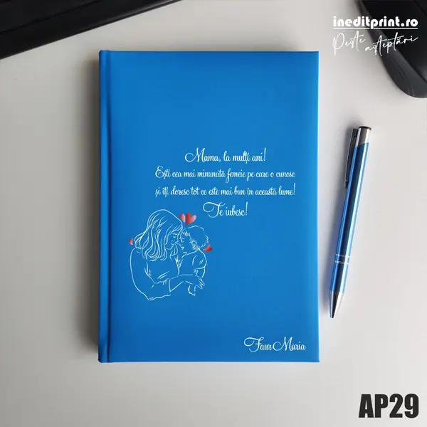 Agenda personalizata 2026 Te iubesc, mama AP29 NEDATATA RT, Bleu