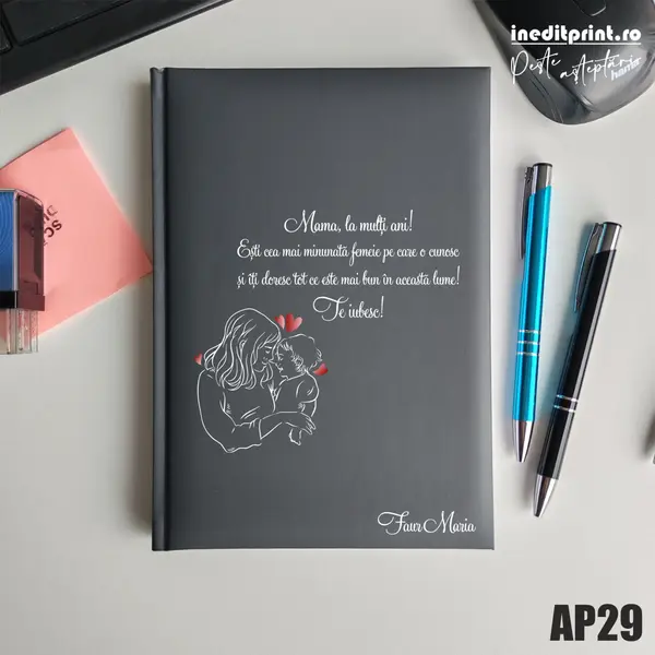Agenda personalizata 2026 Te iubesc, mama AP29 NEDATATA RT, Gri