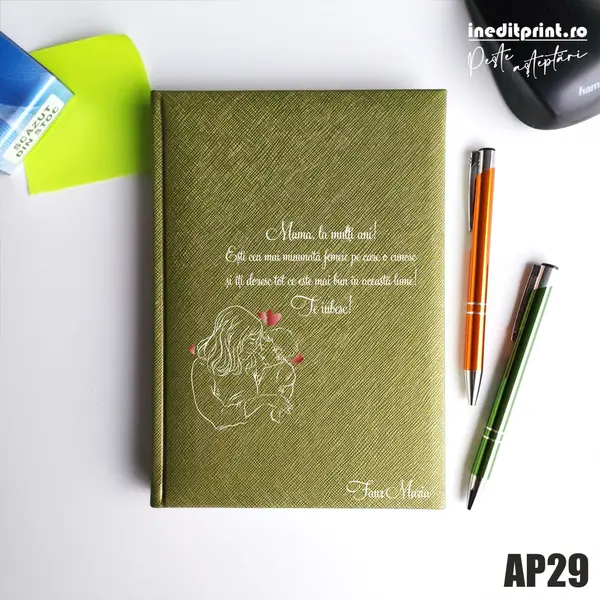 Agenda personalizata 2026 Te iubesc, mama AP29 NEDATATA RT, Verde-Adria