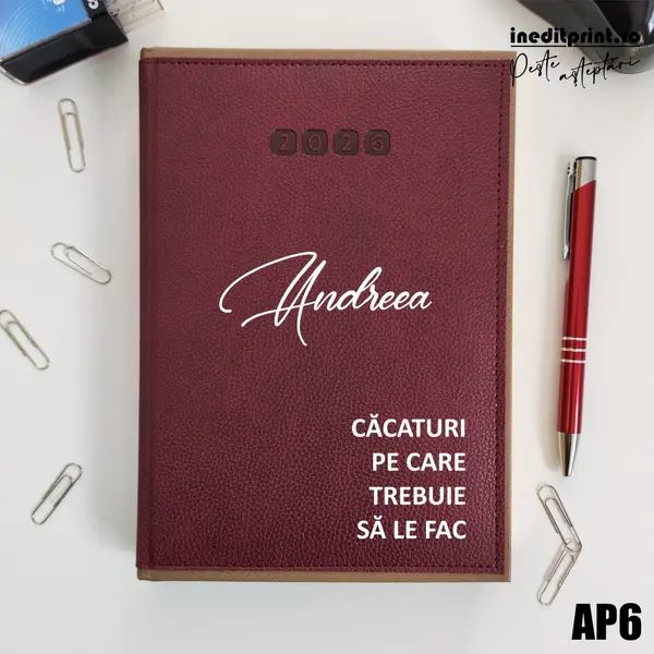 Agenda personalizata 2026 To do list AP6 DELUXE PREMIUM, Alghero Bordo