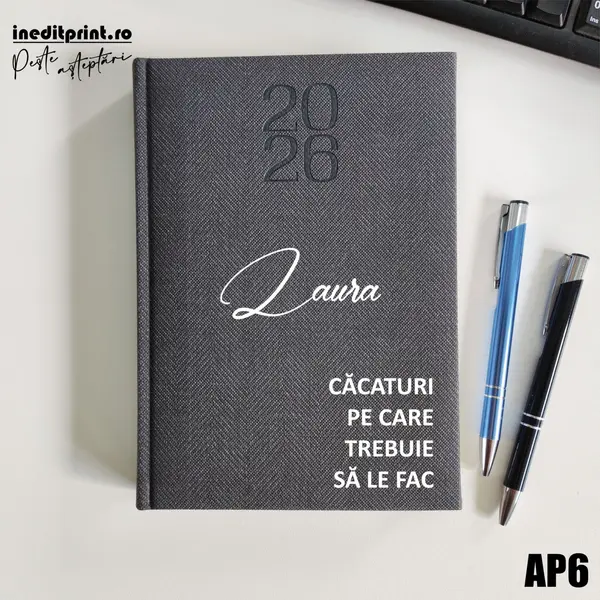 Agenda personalizata 2026 To do list AP6 DELUXE PREMIUM, Bard Gri