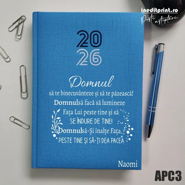Agenda personalizata 2026 Verset Numeri 6:24-26 APC3 Datata C, Turcoaz