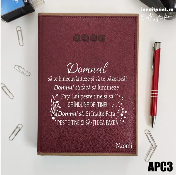 Agenda personalizata 2026 Verset Numeri 6:24-26 APC3 DELUXE PREMIUM, Alghero Bordo