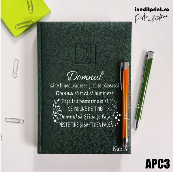Agenda personalizata 2026 Verset Numeri 6:24-26 APC3 DELUXE H, Edolo Verde