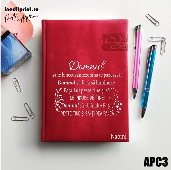 Agenda personalizata 2026 Verset Numeri 6:24-26 APC3 DELUXE PREMIUM, Narni Fucsia