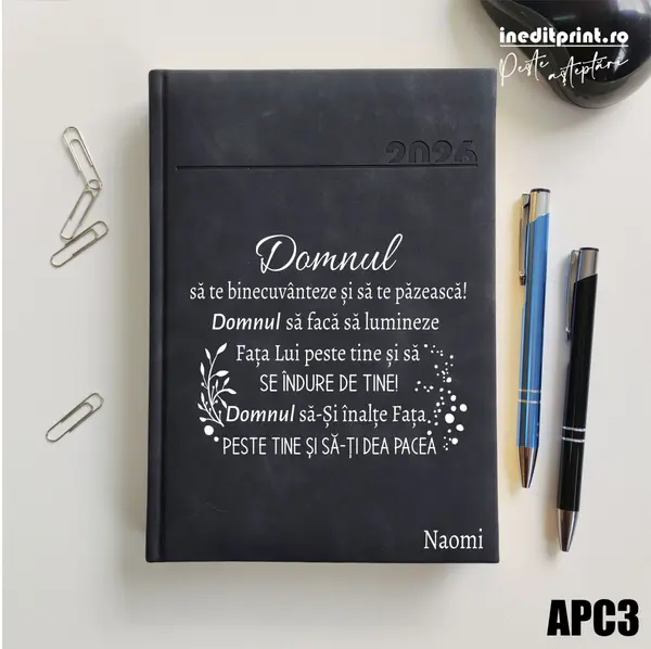 Agenda personalizata 2026 Verset Numeri 6:24-26 APC3 DELUXE PREMIUM, Chia Negru