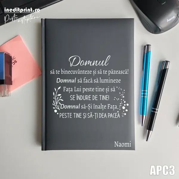 Agenda personalizata 2026 Verset Numeri 6:24-26 APC3 NEDATATA RT, Gri
