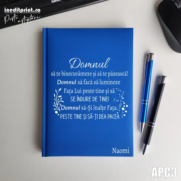 Agenda personalizata 2026 Verset Numeri 6:24-26 APC3 NEDATATA RT, ALBASTRU