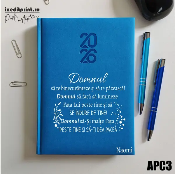 Agenda personalizata 2026 Verset Numeri 6:24-26 APC3 STANDARD HT2, ALBASTRU DESCHIS