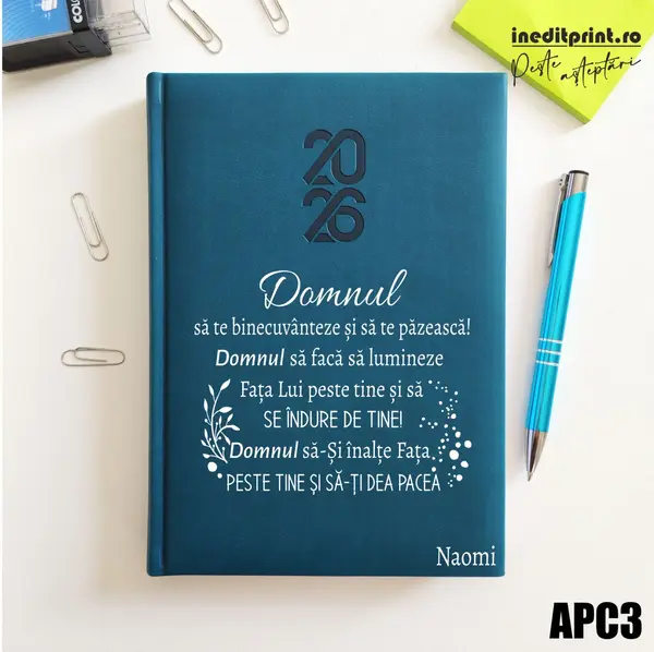 Agenda personalizata 2026 Verset Numeri 6:24-26 APC3 STANDARD HT2, Albastru Petrol