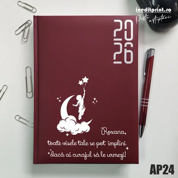 Agenda personalizata 2026 Visele tale AP24 DATATA RT, Bordo