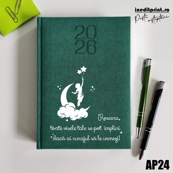 Agenda personalizata 2026 Visele tale AP24 DELUXE PREMIUM, Bard Verde