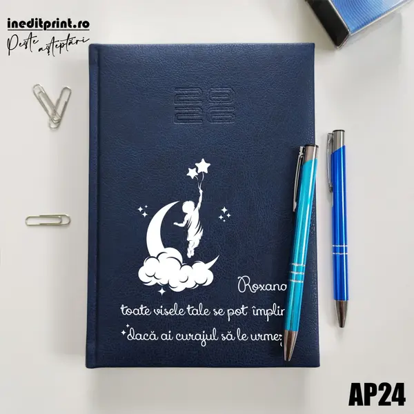 Agenda personalizata 2026 Visele tale AP24 DELUXE PREMIUM, Chiavenna Albastru