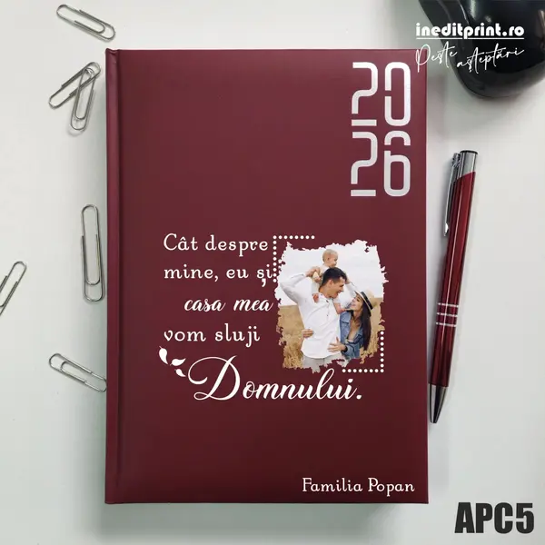 Agenda personalizata 2026 Vom sluji Domnului APC5 DATATA RT, Bordo