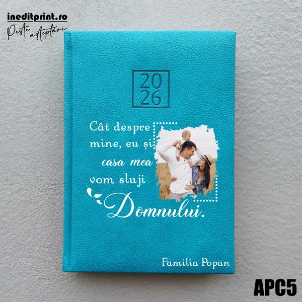 Agenda personalizata 2026 Vom sluji Domnului APC5 DELUXE H, Edolo Turcoaz