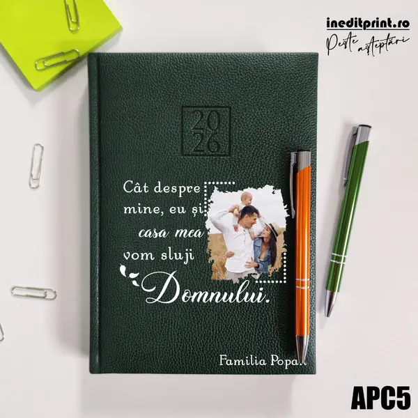 Agenda personalizata 2026 Vom sluji Domnului APC5 DELUXE H, Edolo Verde