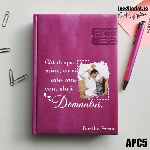 Agenda personalizata 2026 Vom sluji Domnului APC5 DELUXE PREMIUM, Narni Purpuriu