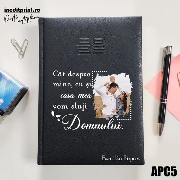Agenda personalizata 2026 Vom sluji Domnului APC5 DELUXE PREMIUM, Chiavenna Negru