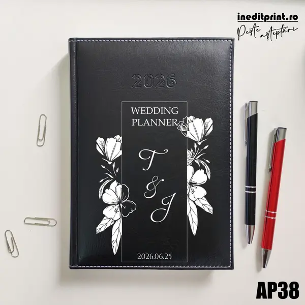 Agenda personalizata 2026 Wedding Planner AP38 DELUXE H, Corinaldo Negru