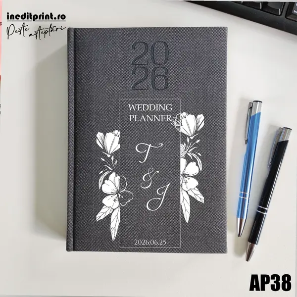 Agenda personalizata 2026 Wedding Planner AP38 DELUXE PREMIUM, Bard Gri
