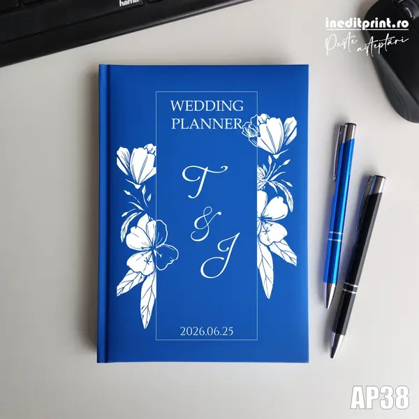 Agenda personalizata 2026 Wedding Planner AP38 NEDATATA RT, ALBASTRU