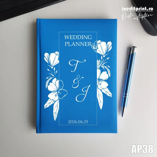 Agenda personalizata 2026 Wedding Planner AP38 NEDATATA RT, Bleu
