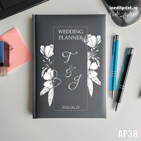 Agenda personalizata 2026 Wedding Planner AP38 NEDATATA RT, Gri