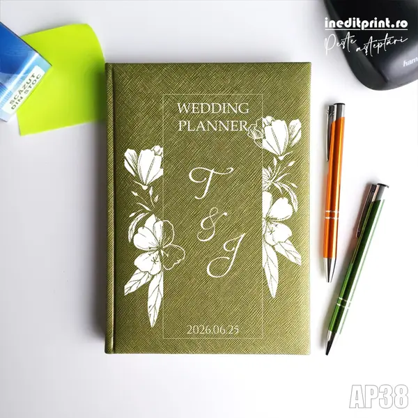 Agenda personalizata 2026 Wedding Planner AP38 NEDATATA RT, Verde-Adria