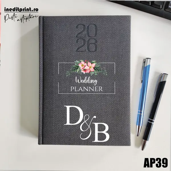 Agenda personalizata 2026 Wedding Planner AP39 DELUXE PREMIUM, Bard Gri