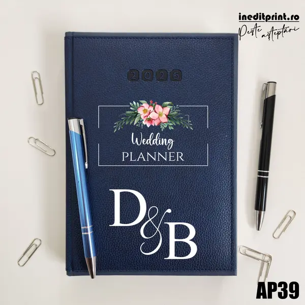 Agenda personalizata 2026 Wedding Planner AP39 DELUXE PREMIUM, Alghero Albastru