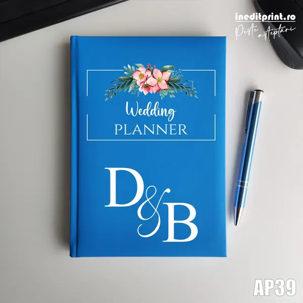 Agenda personalizata 2026 Wedding Planner AP39 NEDATATA RT, Bleu