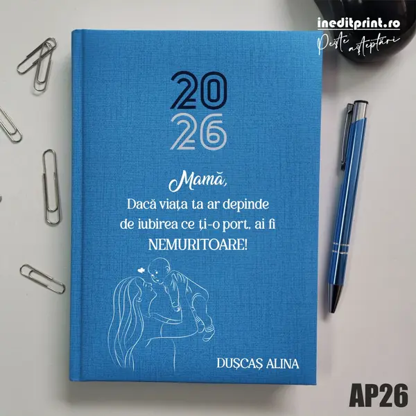 Agenda personalizata 2026 Ziua mamei AP26 Datata C, Turcoaz