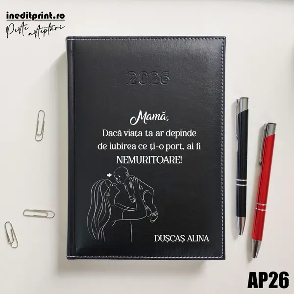 Agenda personalizata 2026 Ziua mamei AP26 DELUXE H, Corinaldo Negru